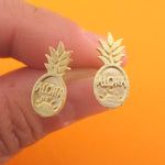 Aloha Pineapple Shaped Fruity Food Themed Stud Earrings