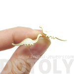 Apatosaurus Dinosaur Silhouette Prehistoric Animal Themed Stud Earrings in Gold | DOTOLY