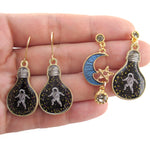 Astronaut in A Light Bulb Crescent Moon Space Themed Stud Earrings | DOTOLY