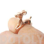 Baby Deer Doe Shaped Sleek Animal Wrap Around Ring in Rose Gold | US Size 5 to 8 | DOTOLY