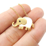 Baby Elephant Shaped Animal Charm Necklace in Gold with Pearl Detail | DOTOLY
