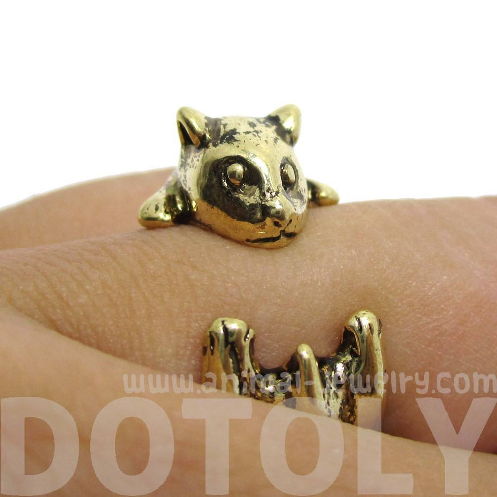 Baby Hamster Guinea Pig Gerbil Shaped Animal Wrap Ring in Shiny Gold | US Sizes 3 to 6.5 | DOTOLY