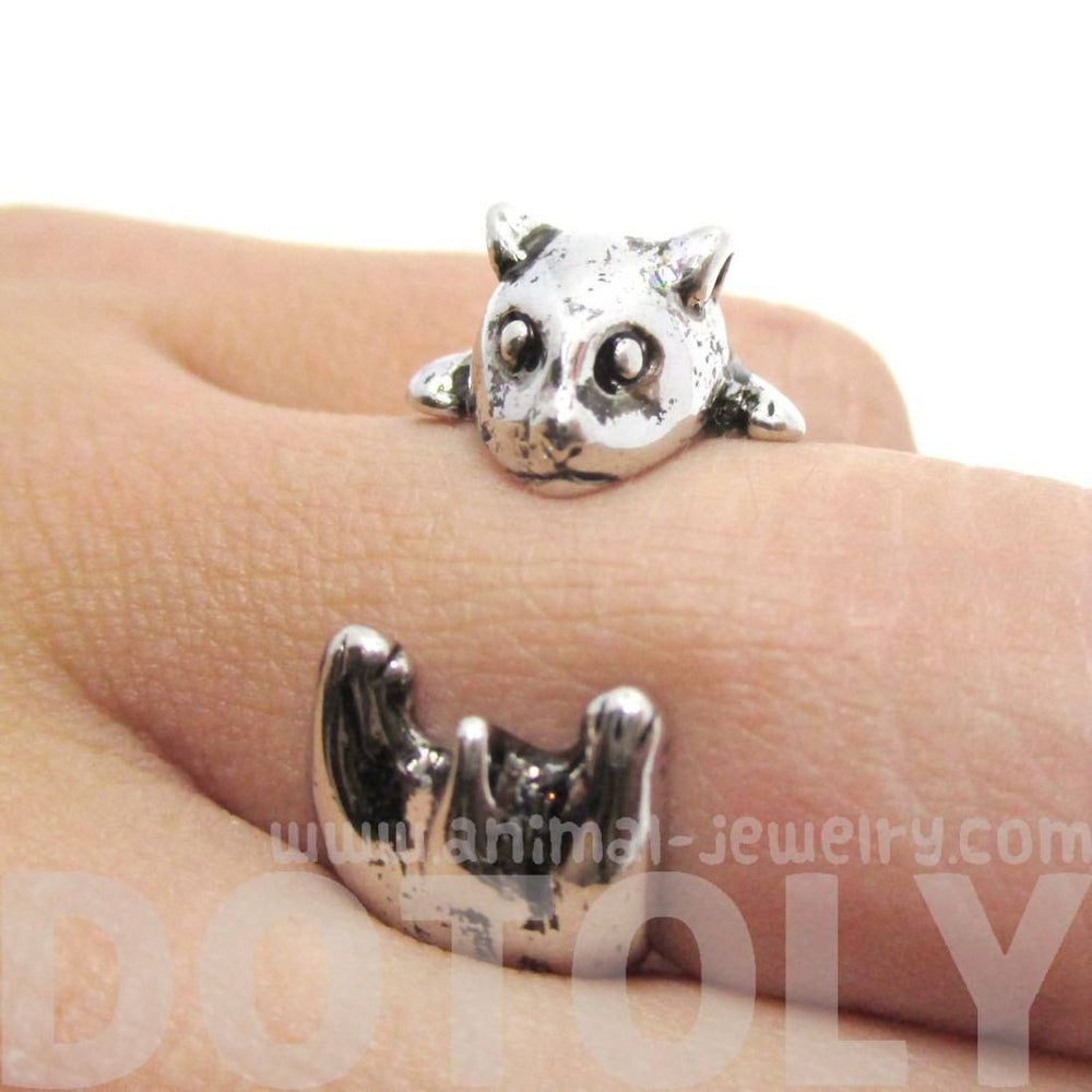 Baby Hamster Guinea Pig Gerbil Shaped Animal Wrap Ring in Shiny Silver | US Sizes 3 to 6.5 | DOTOLY