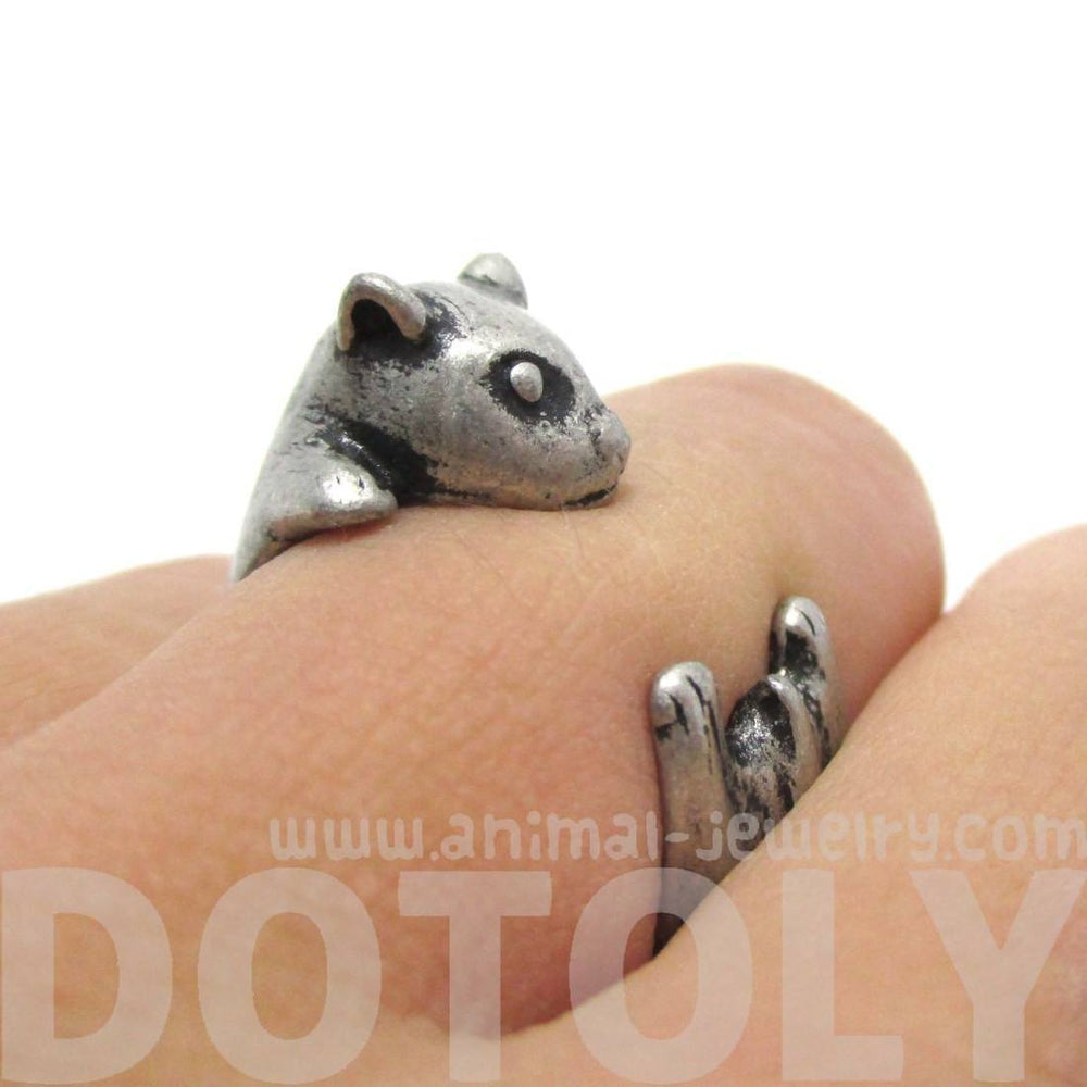 Baby Hamster Guinea Pig Gerbil Shaped Animal Wrap Ring in Silver | US Sizes 3 to 6.5 | DOTOLY