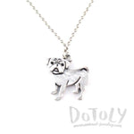 Baby Pug Puppy Shaped Charm Necklace in Silver | Animal Jewelry