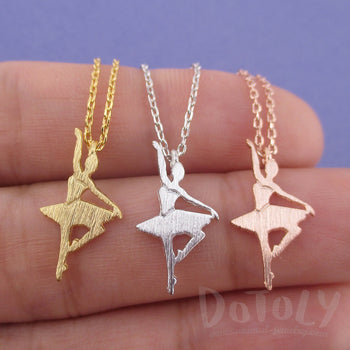 Ballerina Ballet Dancer Girl Silhouette Shaped Pendant Necklace