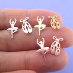 Ballerina Ballet Dancer Pointe Shoe Silhouette Shaped Stud Earrings