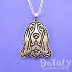 Basset Hound Dog Portrait Pendant Necklace in Silver | Animal Jewelry | DOTOLY