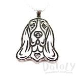 Basset Hound Dog Portrait Pendant Necklace in Silver | Animal Jewelry | DOTOLY