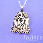 Basset Hound Dog Portrait Pendant Necklace in Silver | Animal Jewelry | DOTOLY