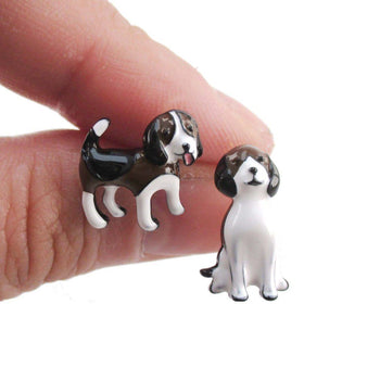 Beagle Puppies Shaped Pets Inspired Enamel Stud Earrings | DOTOLY