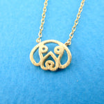 Beagle Puppy Dog Face Outline Shaped Pendant Necklace for Dog Lovers in Gold