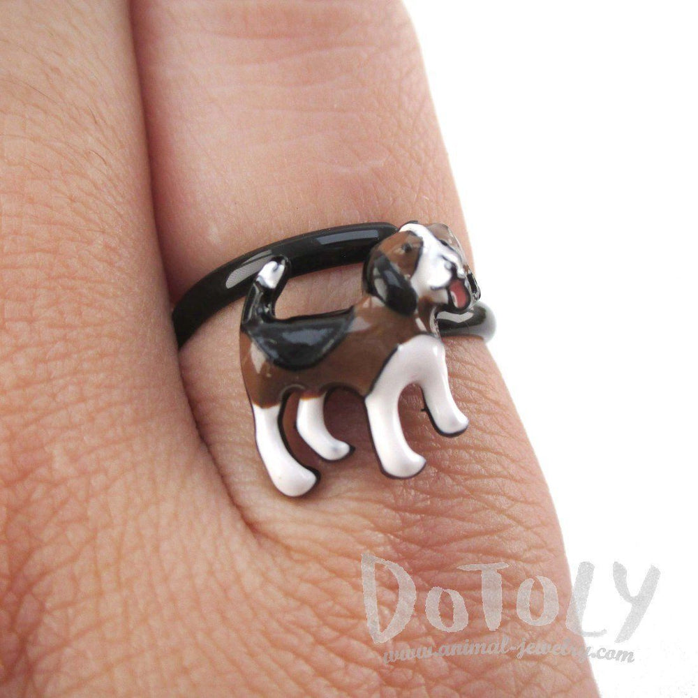 Beagle Puppy Shaped Pets Inspired Adjustable Ring | Animal Jewelry