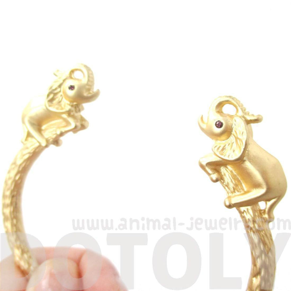 Beautiful Elephant Animal Wrap Around Bangle Bracelet Cuff in Gold | Animal Jewelry | DOTOLY