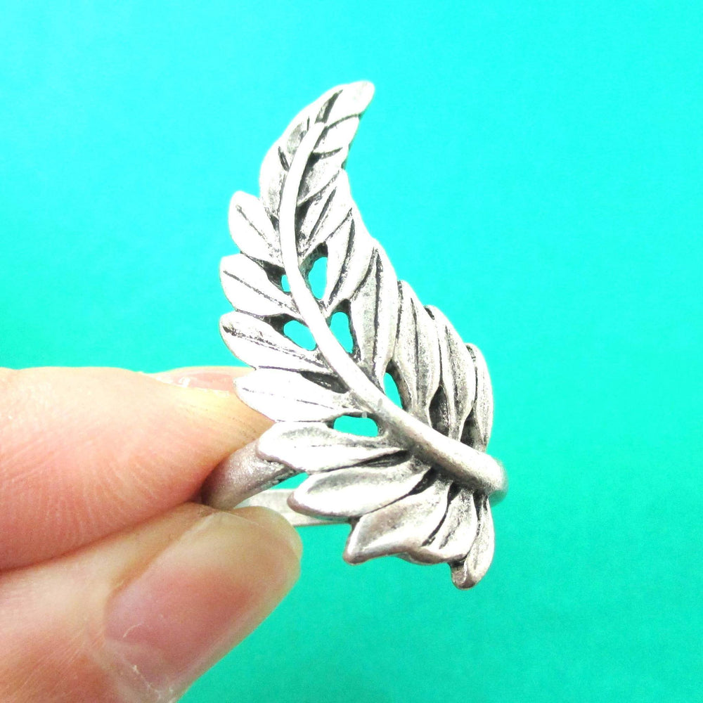Beautiful Leaf Wrapped Around Your Finger Shaped Floral Ring in Silver | DOTOLY | DOTOLY