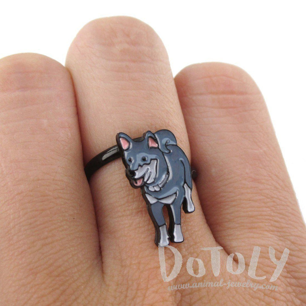 Belgain Malinois Shaped Dog Inspired Adjustable Ring | Animal Jewelry