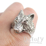 Big Bad Wolf Shaped Unisex Animal Spirit Ring in Silver | Animal Rings