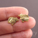 Bighorn Sheep Ram with A Letter Shaped Stud Earrings in Gold | DOTOLY