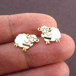 Bighorn Sheep Ram with A Letter Shaped Stud Earrings in Gold | DOTOLY