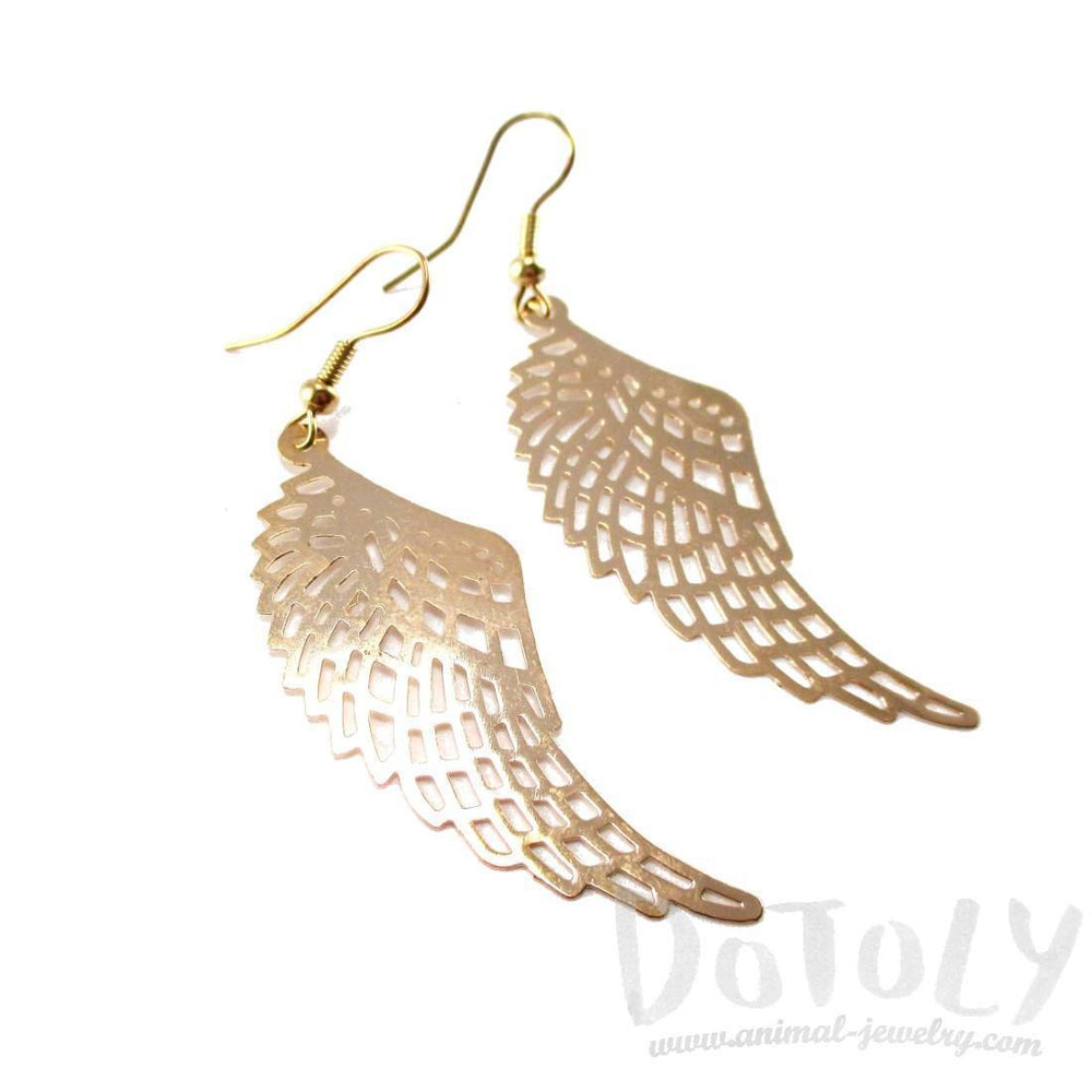 Bird Wings Feather Shaped Dangle Earrings in Gold | DOTOLY | DOTOLY