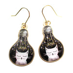Kitty Cat Star Space Cat Light Bulb Shaped Stud Earrings
