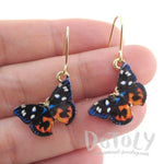 Blue Black Orange Butterfly Shaped Dangle Earrings | Animal Jewelry