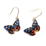 Blue Black Orange Butterfly Shaped Dangle Earrings | Animal Jewelry
