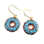 Blue Handmade Donut Shaped Dangle Earrings | Food Themed Jewelry | DOTOLY