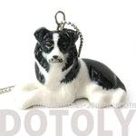 Border Collie Puppy Dog Porcelain Ceramic Animal Pendant Necklace | Handmade | DOTOLY