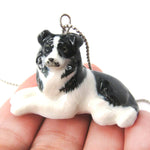 Border Collie Puppy Dog Porcelain Ceramic Animal Pendant Necklace | Handmade | DOTOLY