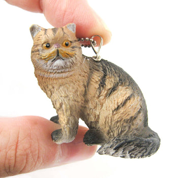 Brown and Black Tabby Kitty Cat Animal Plastic Pendant Necklace | Animal Jewelry | DOTOLY