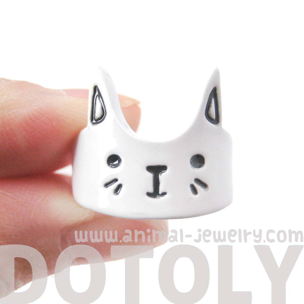 Bunny Rabbit Shaped Cartoon Animal Ring in White | Animal Jewelry | DOTOLY