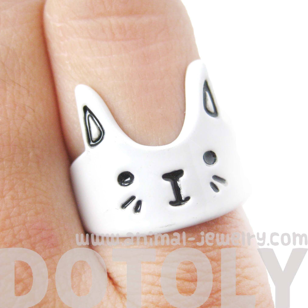 Bunny Rabbit Shaped Cartoon Animal Ring in White | Animal Jewelry | DOTOLY