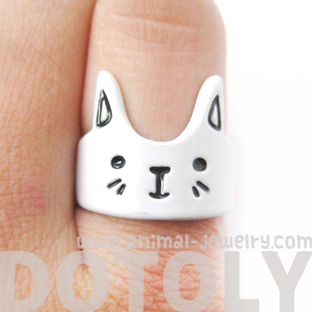 Bunny Rabbit Shaped Cartoon Animal Ring in White | Animal Jewelry | DOTOLY