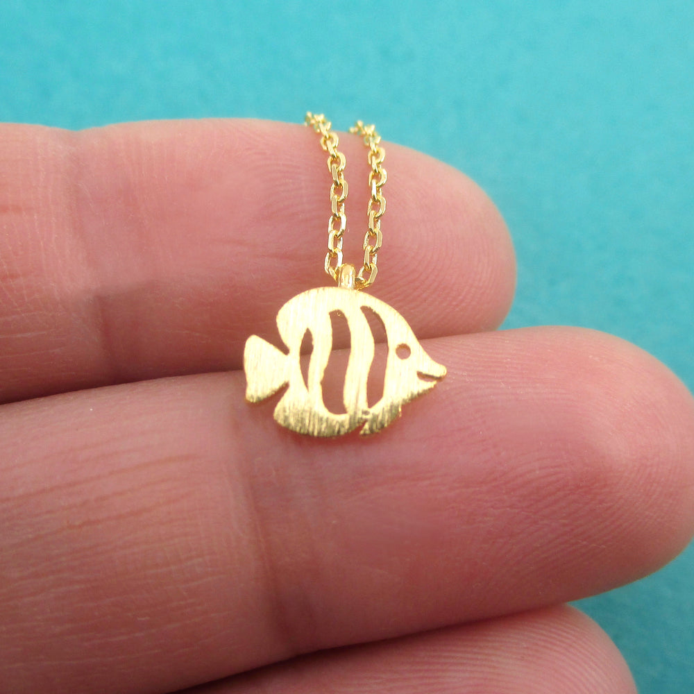 Butterfly Angelfish Shaped Tropical Marine Reef Fish Pendant Necklace