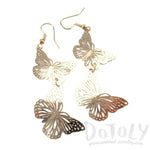 Butterfly Filigree Shaped Tiered Dangle Earrings in Gold | DOTOLY | DOTOLY