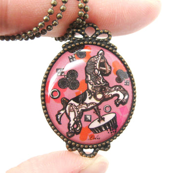 Carousel Horse Alice in Wonderland Inspired Pendant Necklace | Animal Jewelry | DOTOLY