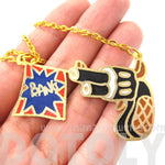 Cartoon Hand Gun Pistol and Bang Flag Shaped Pendant Necklace | Limited Edition | DOTOLY
