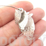 Cartoon Owl Shaped Dangle Hoop Earrings in Silver | Animal Jewelry | DOTOLY