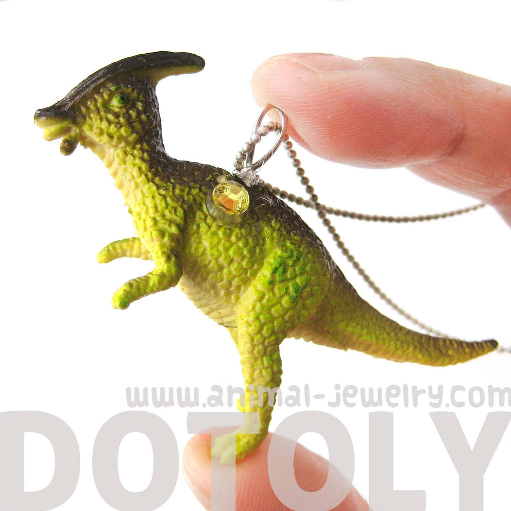 Charonosaurus Dinosaur Shaped Pendant Necklace in Green | Animal Jewelry | DOTOLY