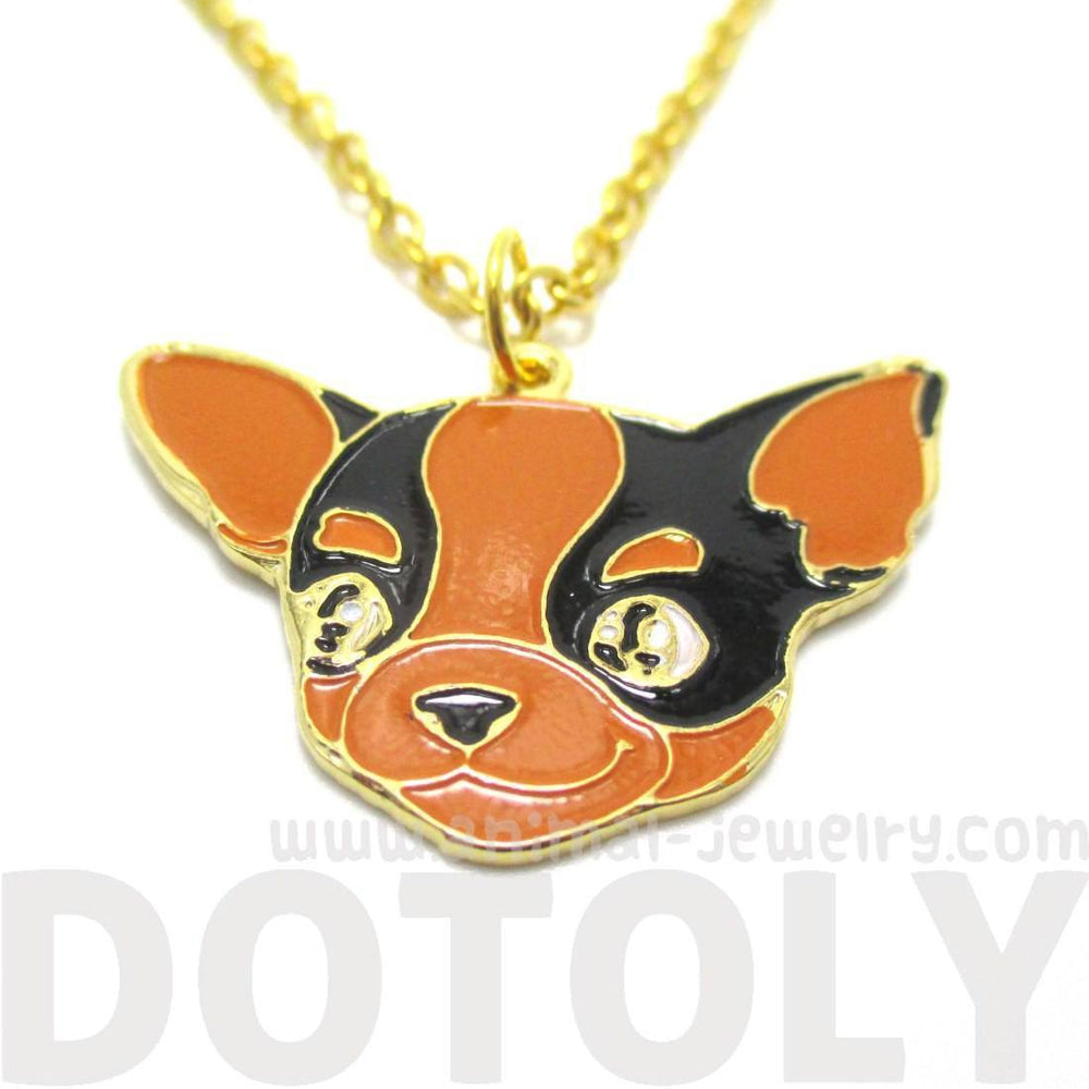 Chihuahua Puppy Shaped Animal Pendant Necklace in Black