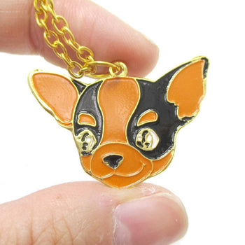 Chihuahua Puppy Shaped Animal Pendant Necklace in Black