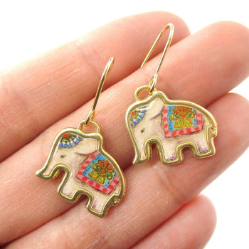 Colorful Circus Elephant Shpaed Animal Dangle Earrings