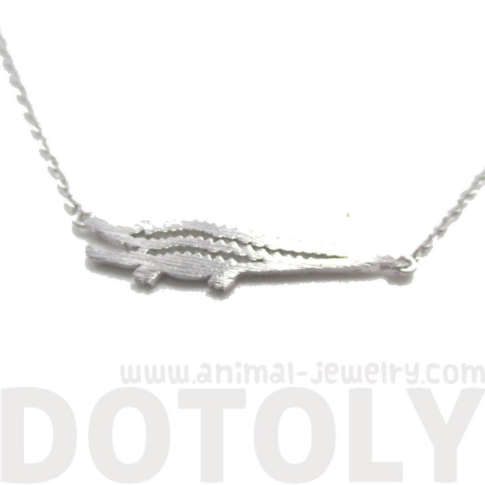 Minimal Crocodile Alligator Shaped Charm Necklace in Silver | DOTOLY | DOTOLY