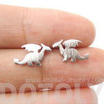 Classic Dragon Silhouette Shaped Allergy Free Stud Earrings in Silver | Animal Jewelry | DOTOLY