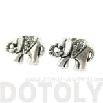 Classic Elephant Shaped Stud Earrings in Silver with Rhinestones | Animal Jewelry | DOTOLY