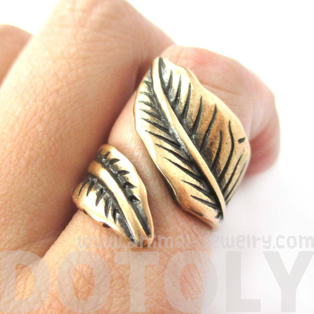 Classic Leaves Wrapped Around Your Finger Shaped Floral Ring in Bronze