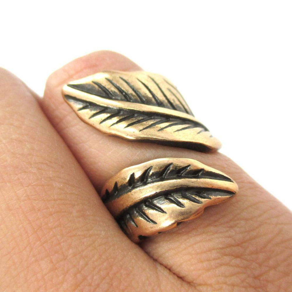 Classic Leaves Wrapped Around Your Finger Shaped Floral Ring in Bronze