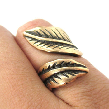 Classic Leaves Wrapped Around Your Finger Shaped Floral Ring in Bronze