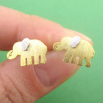 Classic Minimal Elephant Silhouette Shaped Allergy Free Stud Earrings